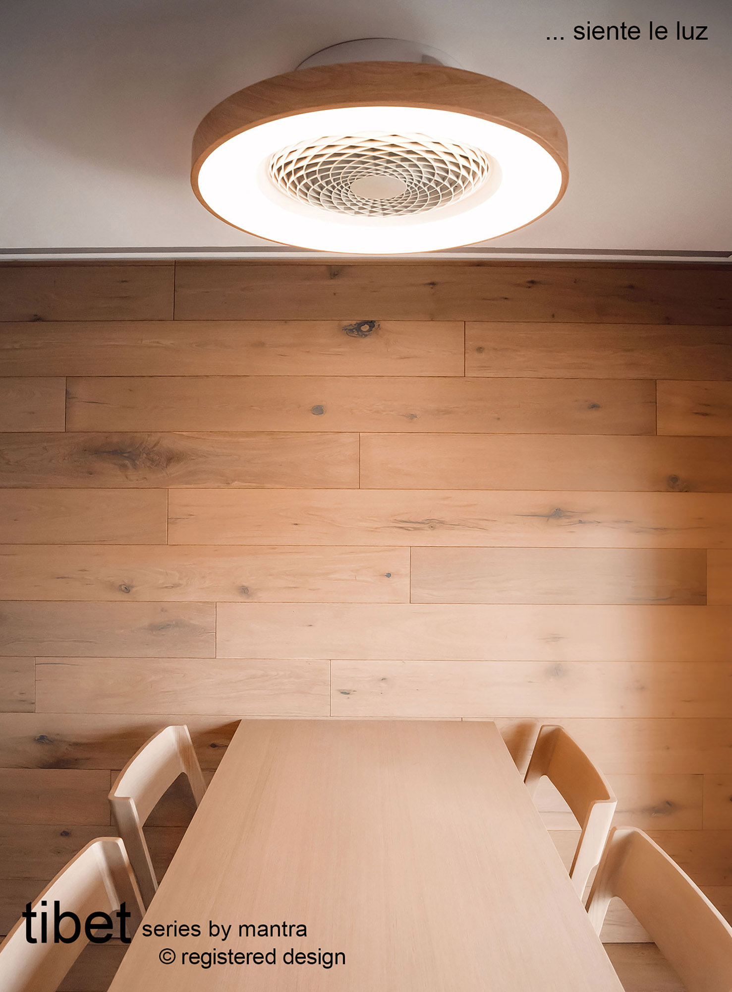 Tibet 70W LED Dimmable Ceiling Light & Fan, Remote / APP / Voice Controlled Wood Effect/Black M7127  Mantra Tibet